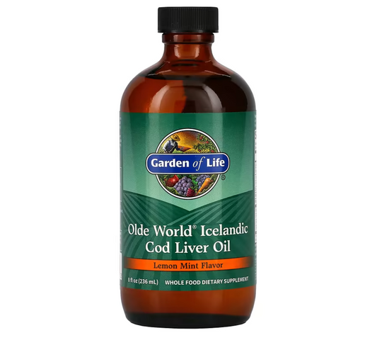 Olde World Icelandic Cod Liver Oil, Lemon Mint, 8 fl oz (236 ml)