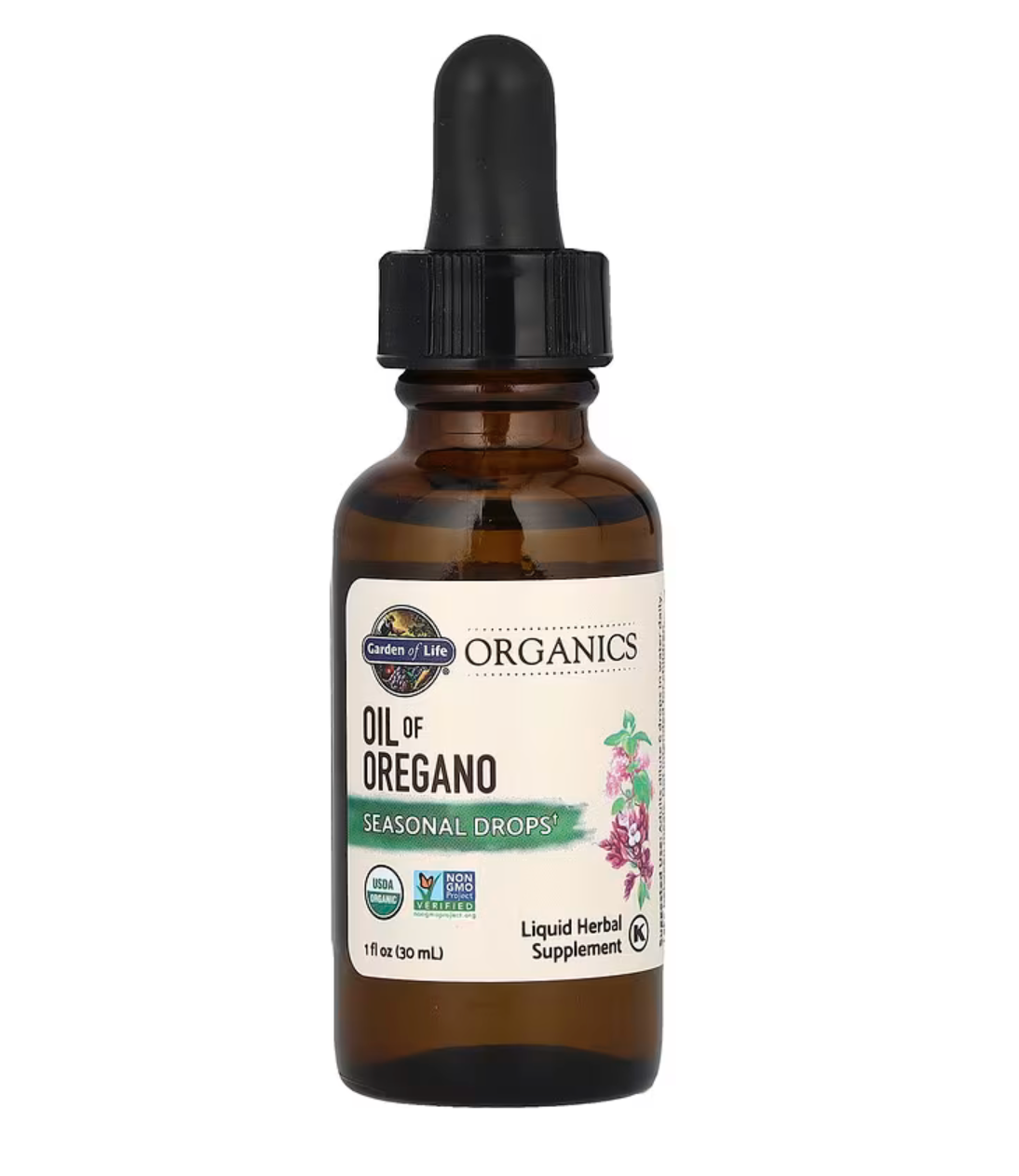 Organics, Oil of Oregano, Seasonal Drops, Alcohol Free, 1 fl oz (30 ml)