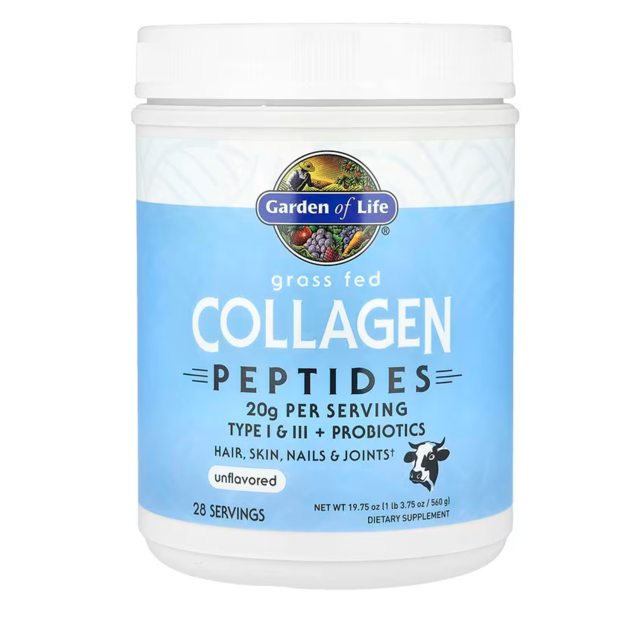 Grass Fed Collagen Peptides, Unflavored, 19.75 oz (560 g)